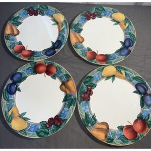 Set of 4 Victoria Beale Forbidden Fruit 10.5" Dinner Plates 9024 Porcelain